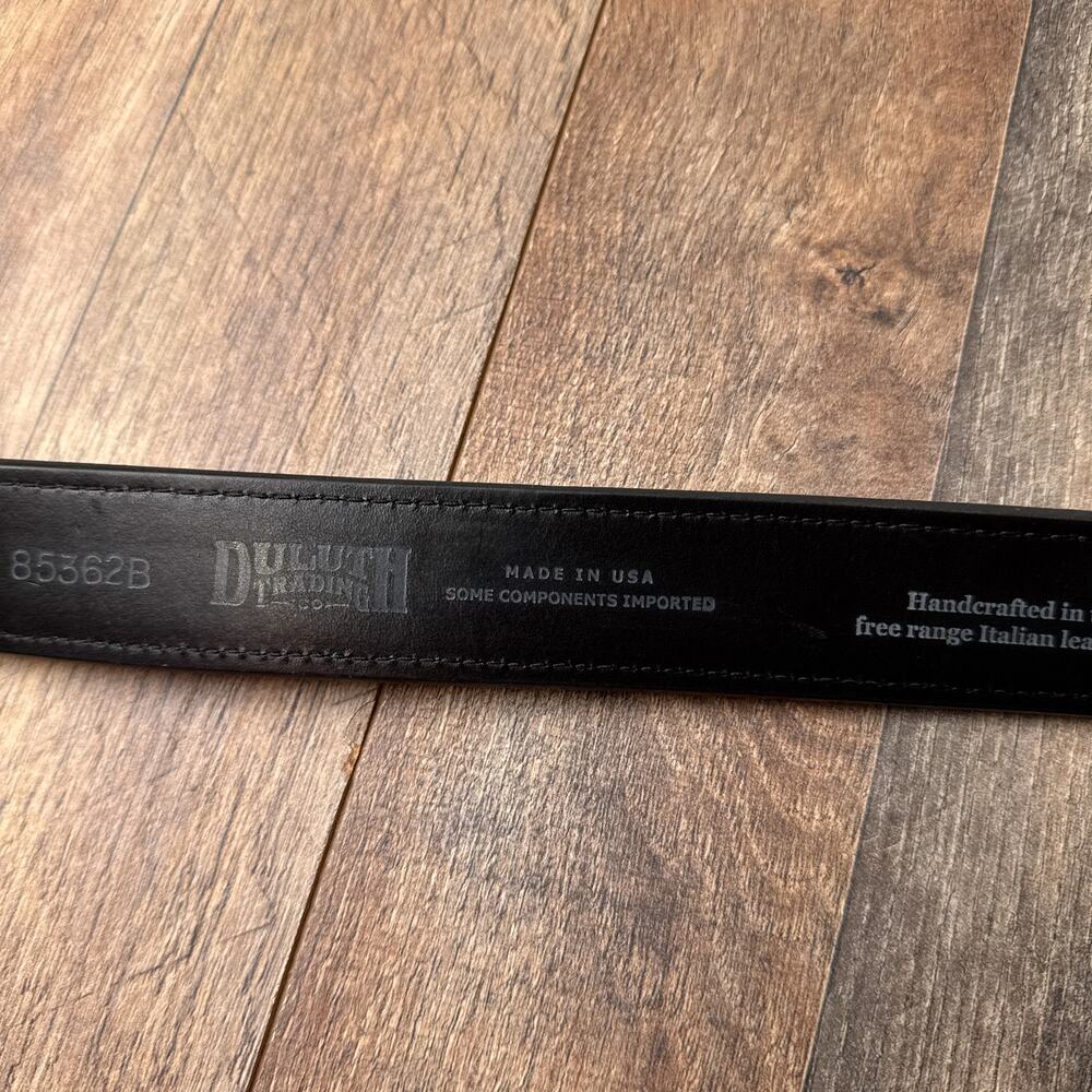 Duluth Trading‎ Co Lifetime Leather Belt Men's 46 Black Solid Brass Buckle 6776 - Picture 6 of 13